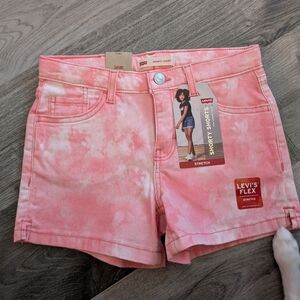 Levi's Girls Pink Tie-Dye Jean Shorts
